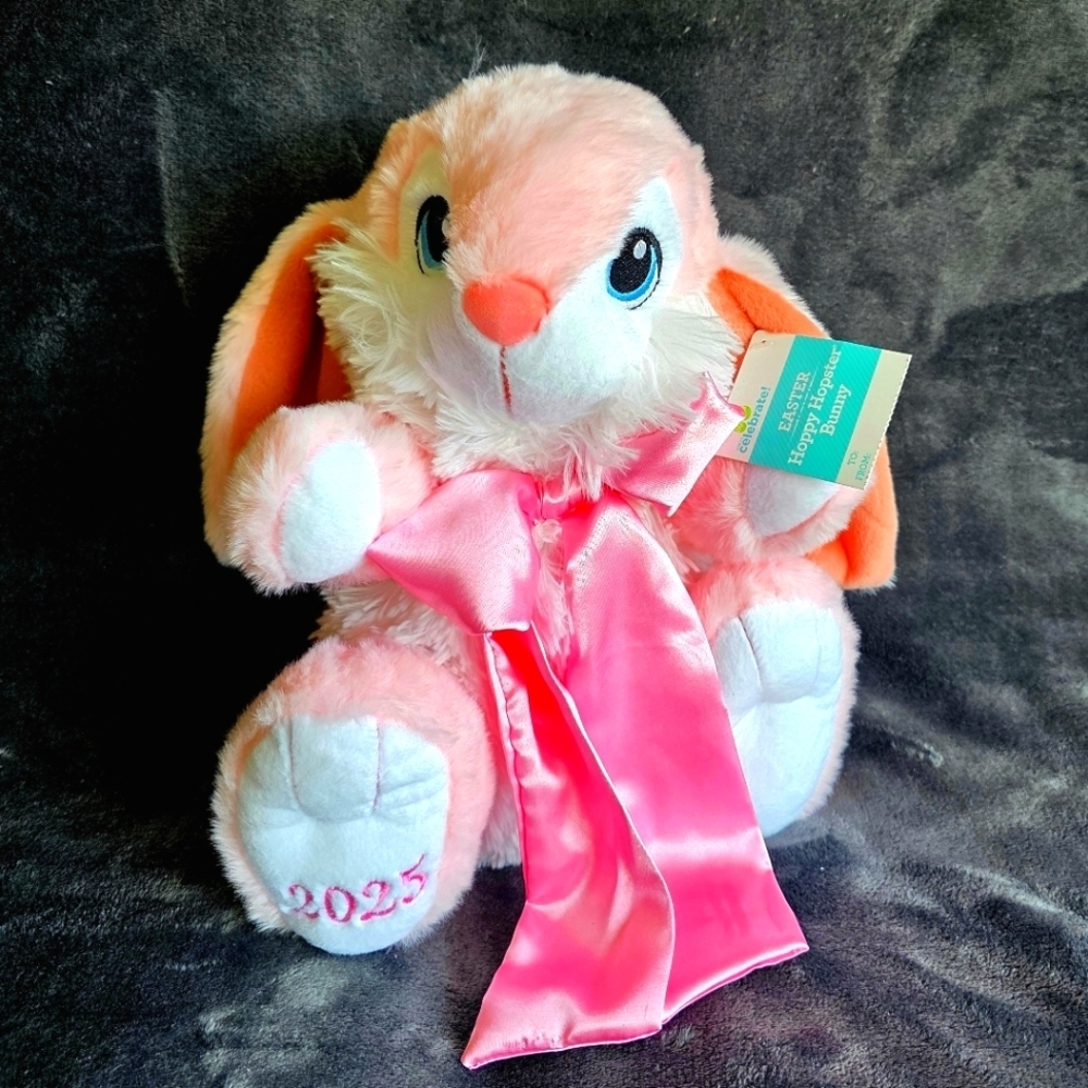 New Way to Celebrate Easter Large Pink Hopster dated 2025 Bunny Plush, 13 in